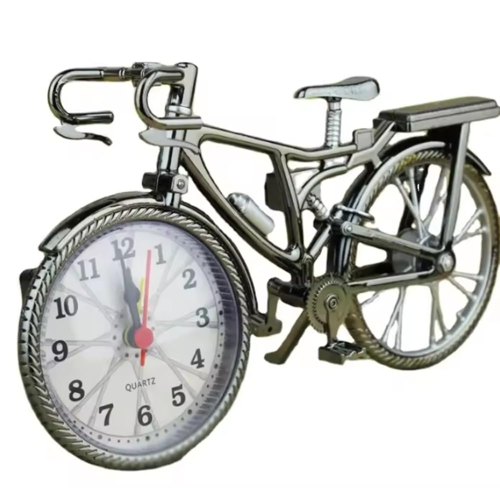 TikwisdomVintage Bicycle Alarm Clock, Desktop Alarm Clock, Pointer Display, Creative Clock, Fashion Home Decoration 22cm