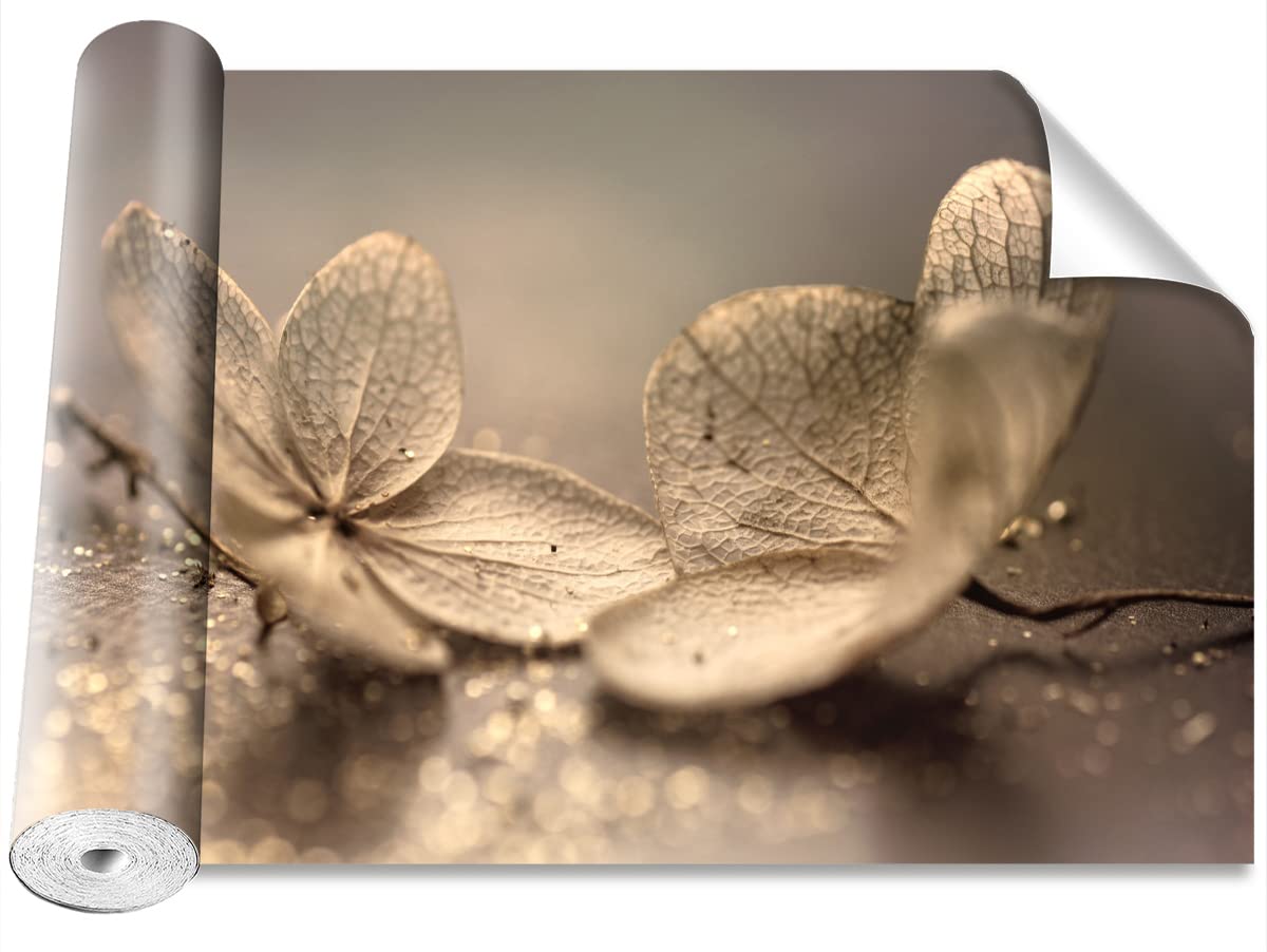 Papier peint hortensia beige pour salon moderne et décoration de chambre chaleureuse