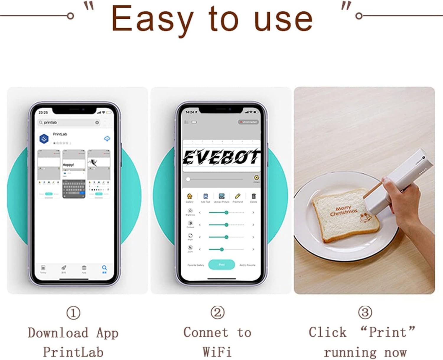 Food Printer, Portable Coffee Latte Printer, Edible Inkjet Photo Printing Pen, Suitable for Cake, Bread, DIY Food
