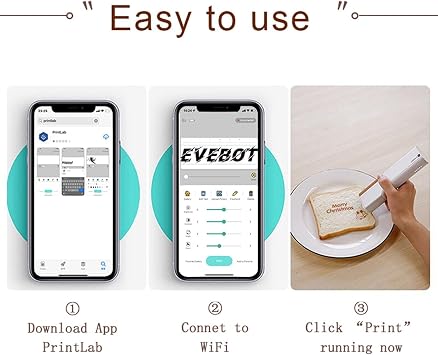 Mini Handheld Pro Table Coffee Print, Portable Inkjet Printer, Edible Printer for Cake Food Printer, Digital Inkjet Photo Printing Pen, Bread Coffee Cooking Art Cooking