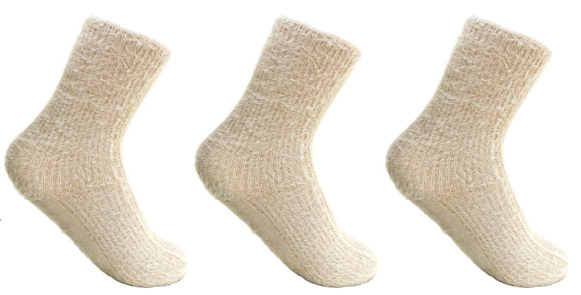 frackson 3 Pair Soft & Cozy Winter Thick Warm Fleece Lined Thermal Stretchy Elastic Velvet Woolen Socks (Without Thumb) for Girls/Ladies/Women (Beige 3 Pair)-picture-14