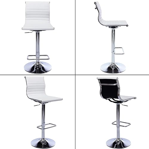 Miniatura 44 de Taburetes de bar ajustables de piel sintética, taburete de bar negro y dorado con respaldo, moderno taburete giratorio de altura de mostrador para