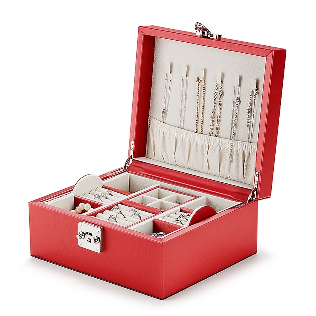 Caja De Joyería Jewelry Box for Women, Organizador de joyería de 2 Capas Mostrar Caja con Compartimentos de Viaje Regalo de Almacenamiento de Joyas for niñas Madre Organizador De Joyas(B)