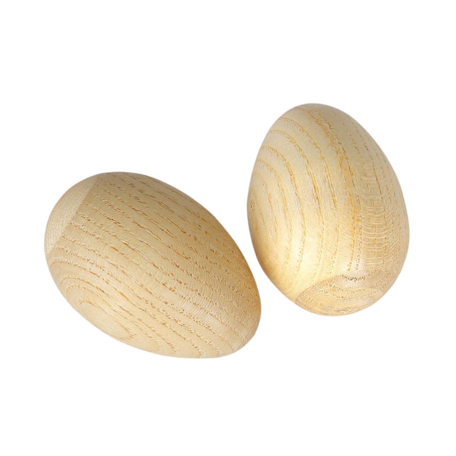 Juego de 5 maracas de madera para huevos de mano, instrumento para adultos y niños, M, color beige
