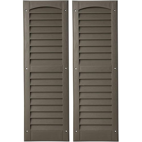 2 Pack, Louvered Shed Shutter or Playhouse Shutter Dark Brown 9" X 27"