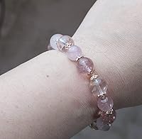 Vista 7 de Precious Gemstone Natural Crystal Healing Bracelet, Rutilated Quartz, Moonstone, Quartz Handmade Original Design Bracelet