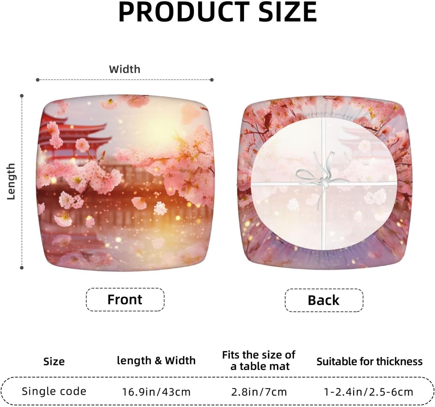6PCS Stretch Seat Covers Set, Cherry Blossoms Chair Covers for Dining Room, Square Chair Seat Slipcovers with Ties, Removable Washable Dining Chair Protector Seat Cover for Kitchen Office