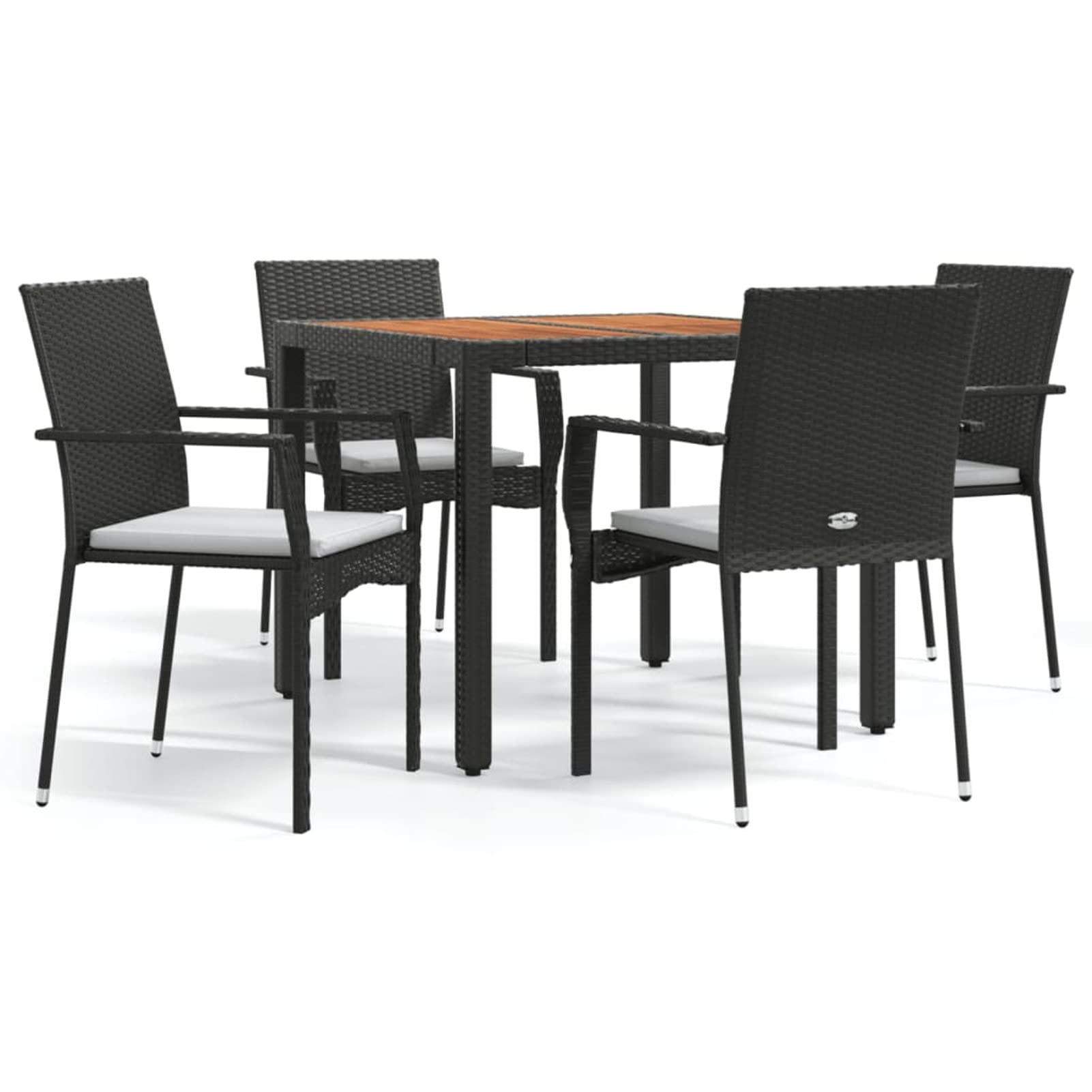 3184988 Set da Pranzo da Giardino 5 pz Nero con Cuscini in Polyrattan Testata in Legno,Testata Letto Matrimoniale Muebles Dormitorio Spalliera Letto Testiere per Letto Matrimoniale