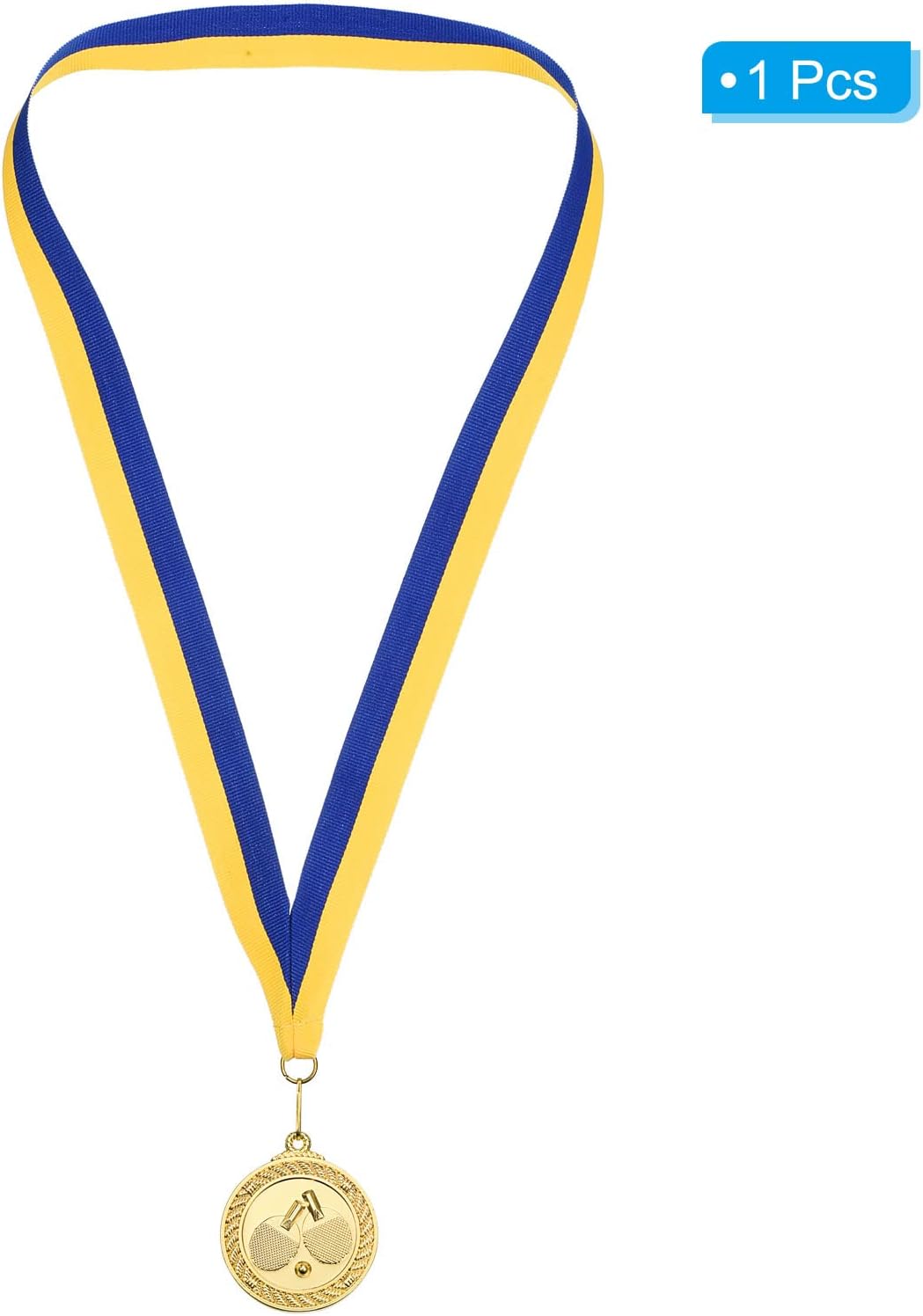 PATIKIL 2" Ping Pong Medals, Table Tennis Award Medals Gold Medal with Ribbon Blue Yellow for Games Sports Competitions