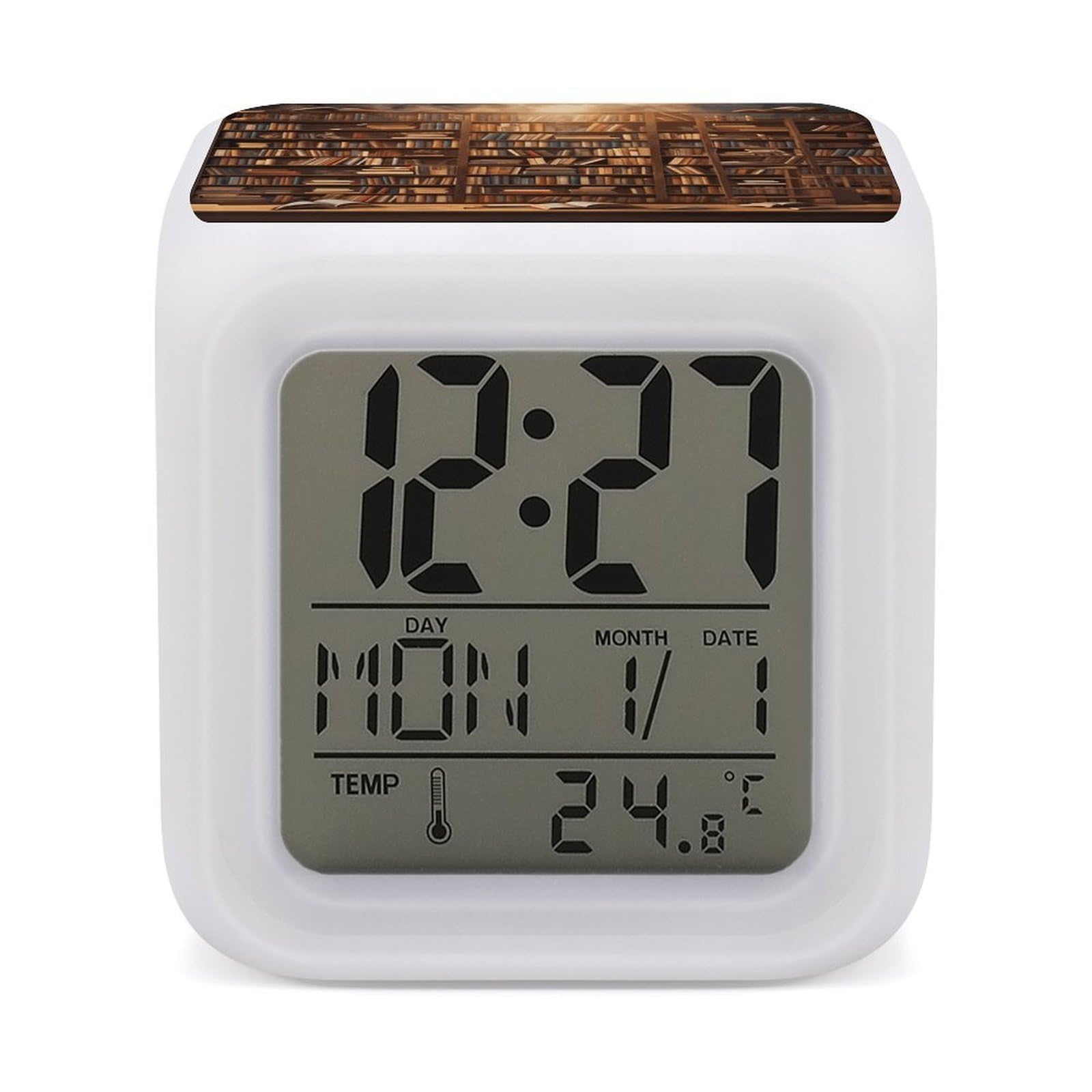 VstaDank Books Alarm Clock Alarm Clock with 7 Color Changing Digital Clocks for Bedrooms Sleep Training Clocks with Large Display for Office Kitchen Living Room
