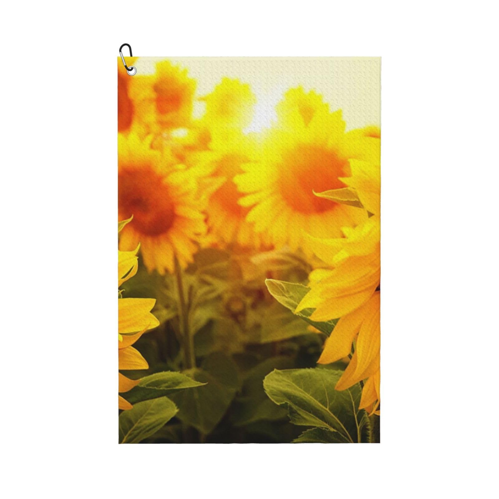 Sunflower, 16x24 in Portable Waffle Golf Towels with Carabiner Clip for Golf Bag