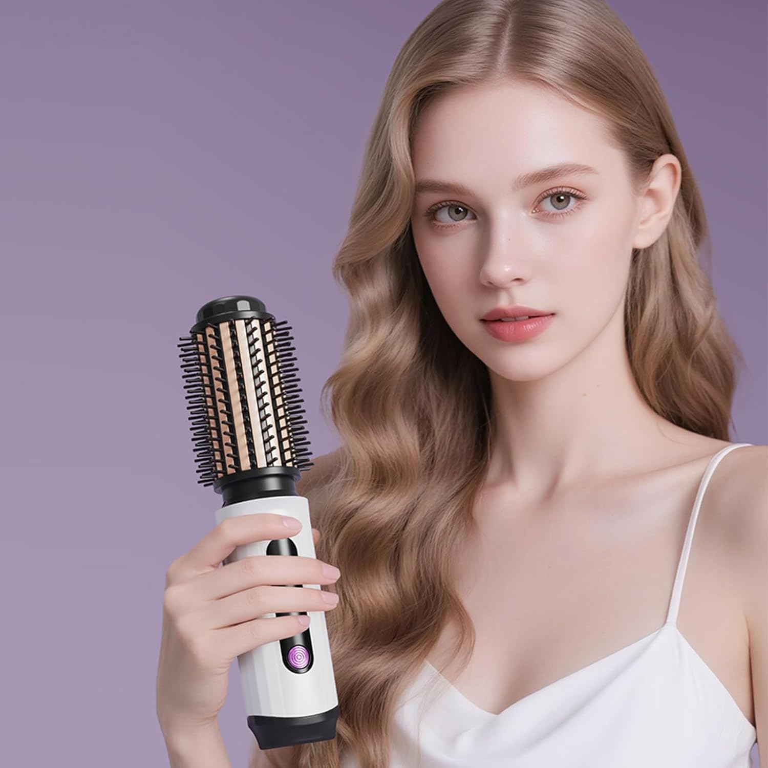 Wireless Multipurpose Hair Curler and Straightener Brush Portable Styling Tool with Fast Heating Technology for Home Use
