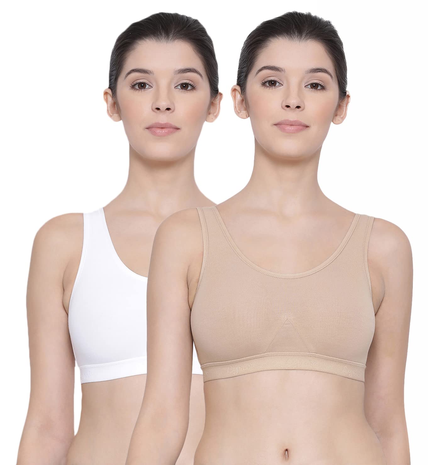 lyra Women's Non-Padded Sports BRA-531 Sports Bra 531_2PC_White & Skin_L-picture-12