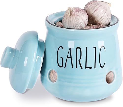 Vista 40 de HAOTOP Guardián de ajo con tapa, mini recipiente de cerámica para encimera, mantiene tus dientes de ajo frescos Blanco
