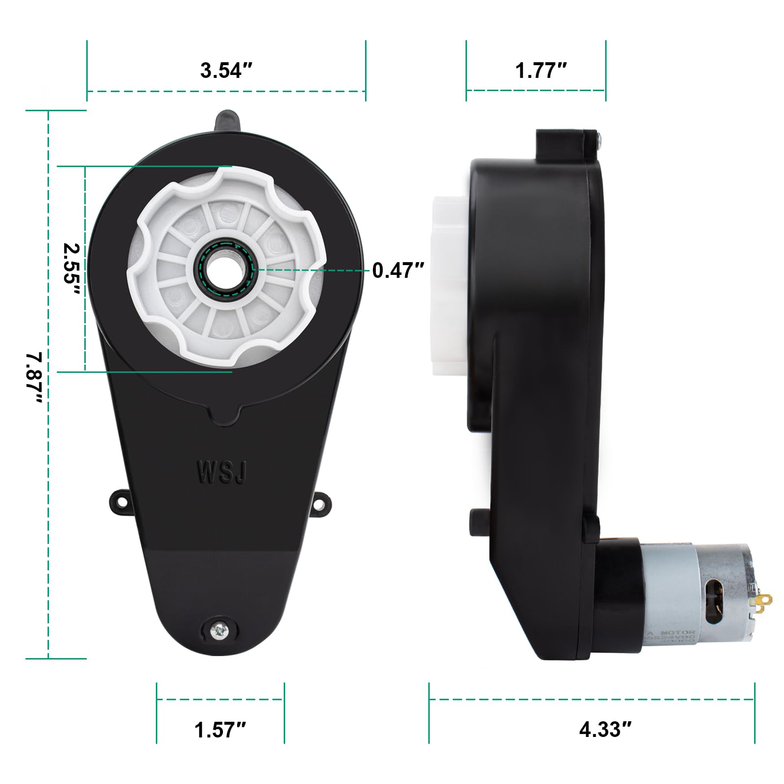 24V RS555 40000RPM DC Motor Gearbox Suitable for Children's Riding SUV Accessories High-Speed RS555 24V High Torque Motor Gearbox for Children Riding Toy Replacement Parts(2Pcs)