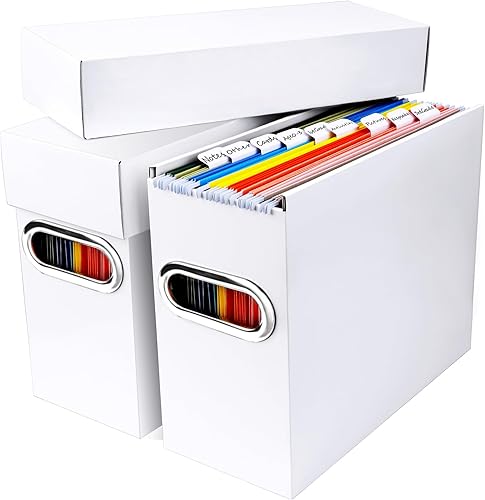 Vista 23 de Caja organizadora de archivos con asa, organizador de archivos para el hogar u oficina (negro)