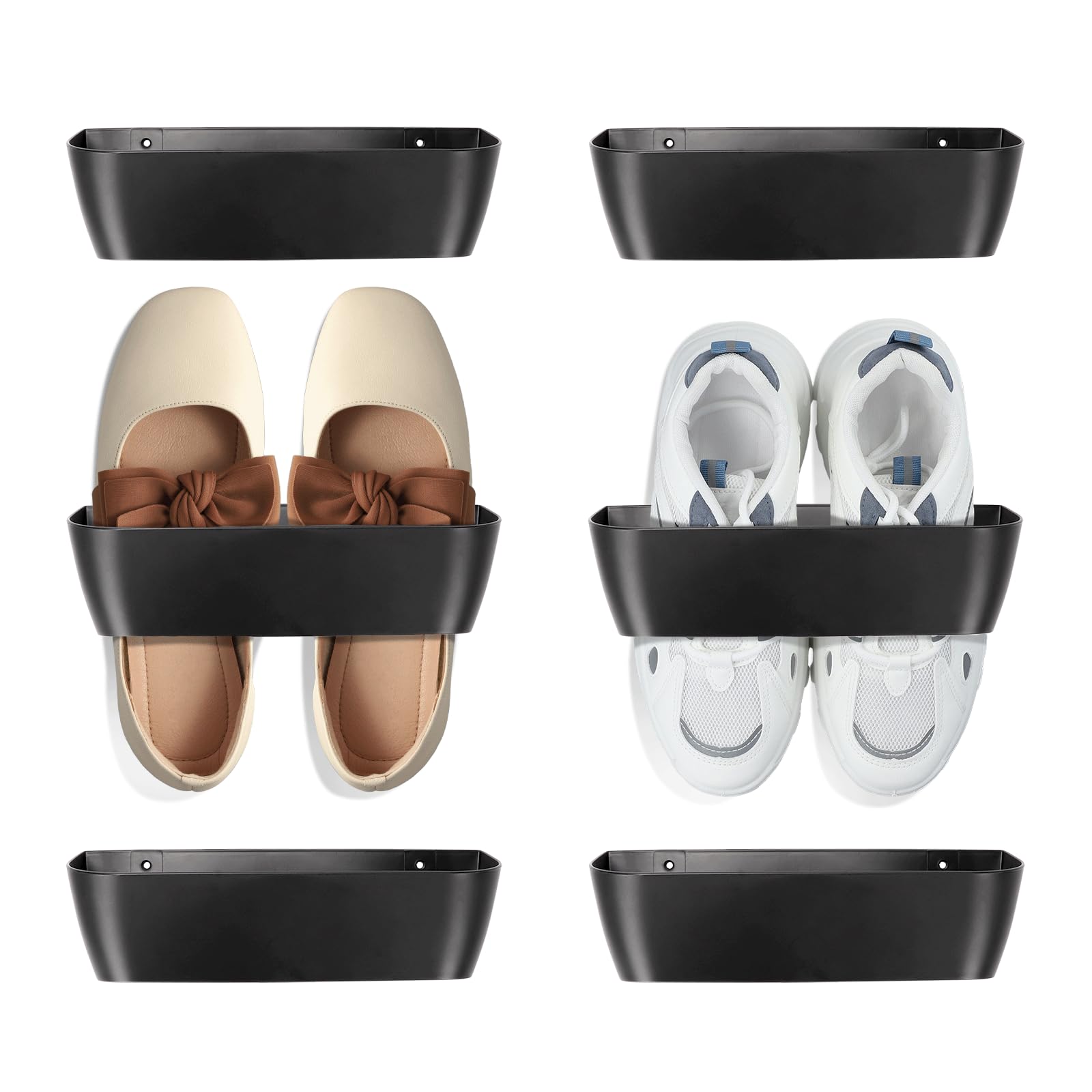 Les-Theresa 6pcs Motorhome Shoe Holder Rack, Shoe Rack Storage, Plastic Shoe Hooks Adhesive Or Drilling Wall Slipper Door Shoe Hangers Storage Wall Hanger (6)