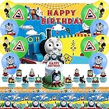 VMOTA Zug Geburtstag Party Supplies Set, Thomas Party Decoration, Thomas Themed Geburtstag Dekorationen Set Thomas Kuchen Decoration Toll für Kinder Geburtstagsparty
