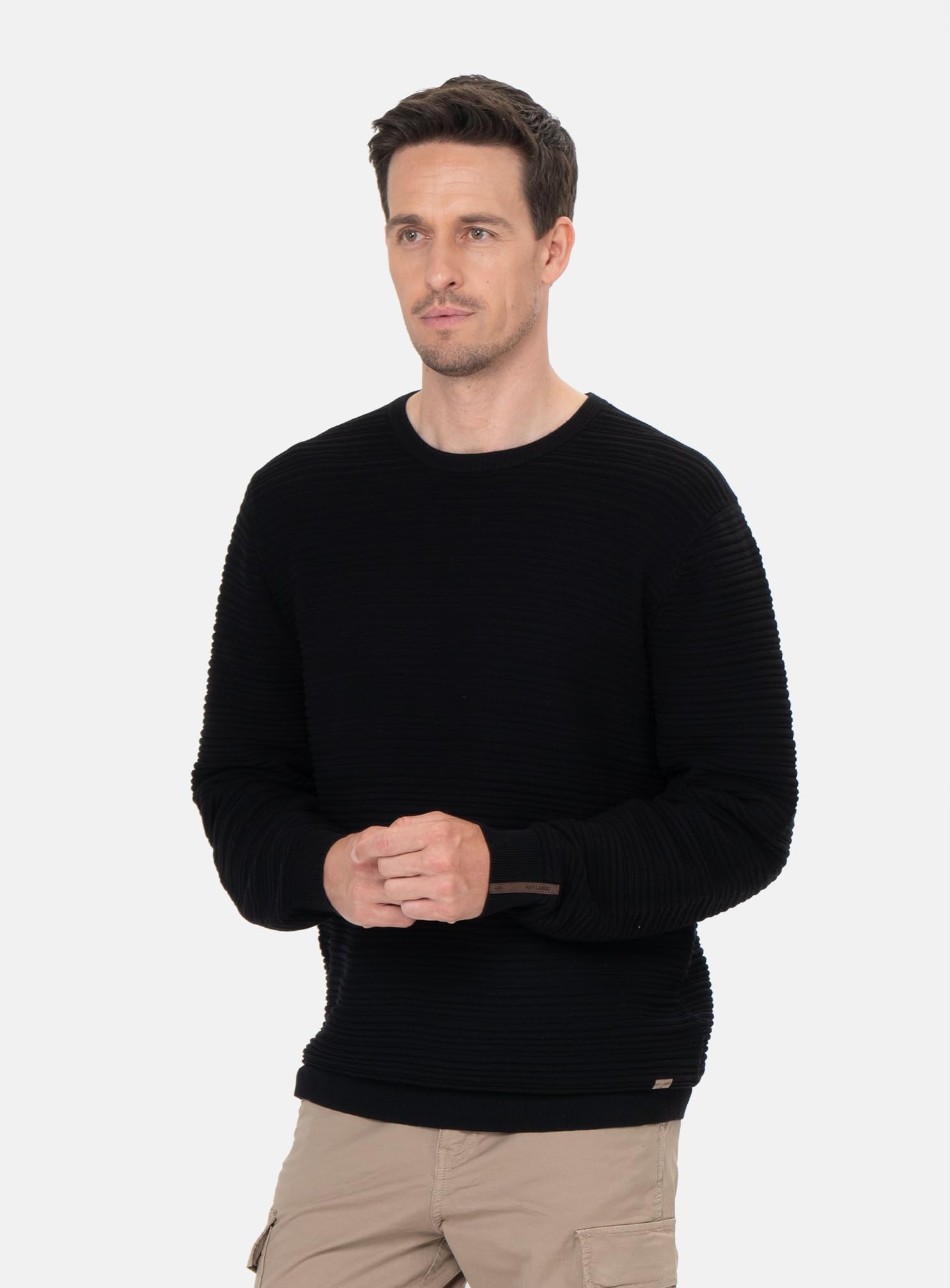KEYLARGO Bern okrągły sweter męski, Black (1100), M