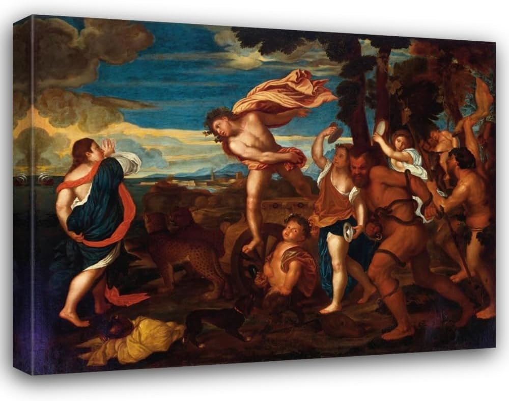ArtDirect Bacchus and Ariadne Custom Framed Art Print Giclee Print or Canvas Options with Various Sizes and Customization by Follower of Titian
