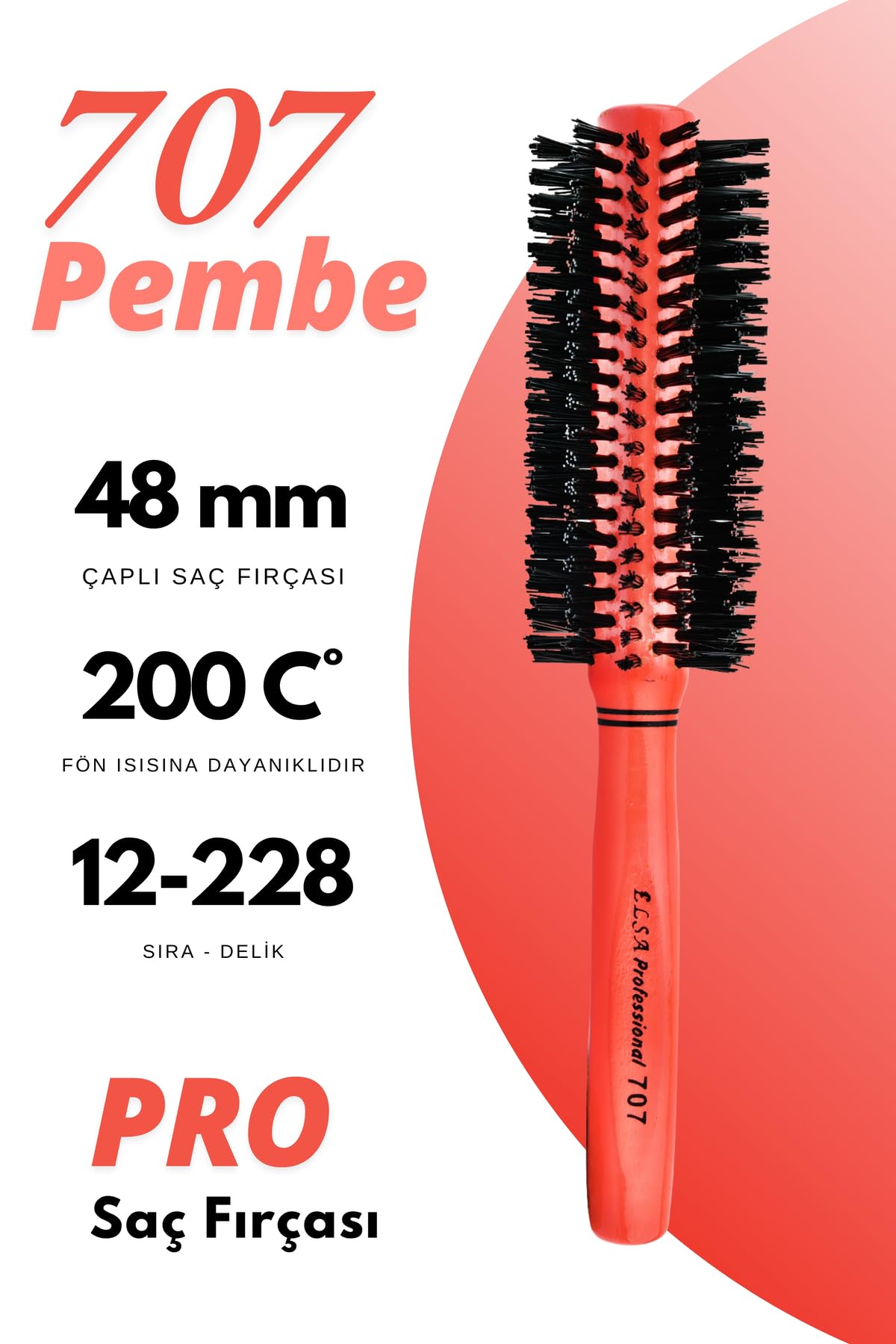 Elsa Professional 707 Pembe Saç Fırçası