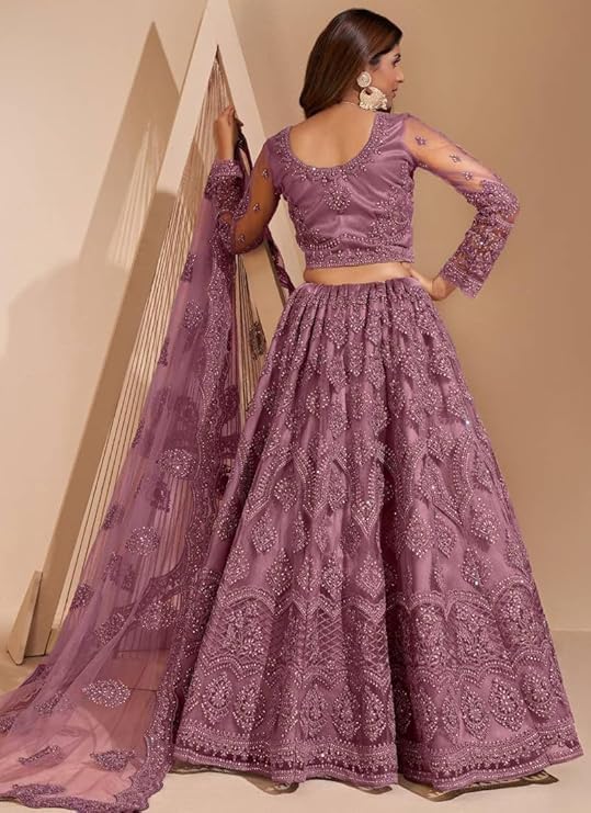 Image of ZAALIMA FASHION Women's Semi Stitched satin blend Lehenga Choli with Embroidered Pattern Unstitched Blouse and Dupatta Set | Women's Lehenga Cholis