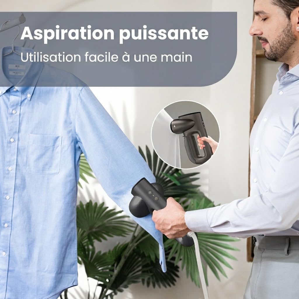 Neakasa Magic1 - Défroisseur vapeur vêtement - Aspiration + repassage vertical 1 main - Portable pour voyage - Prêt à porter sans trace eau - 220-240V(Anthracite)