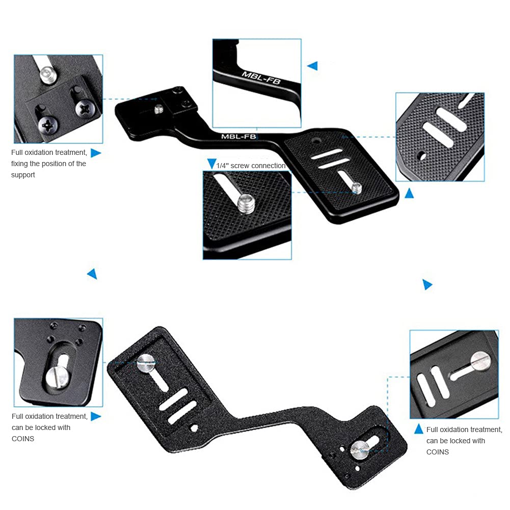 Staffa per treppiede per torcia per fotocamera in lega di alluminio con doppia vite da 1/4 di pollice per supporto DSLR Supporto per illuminazione da studio fotografico