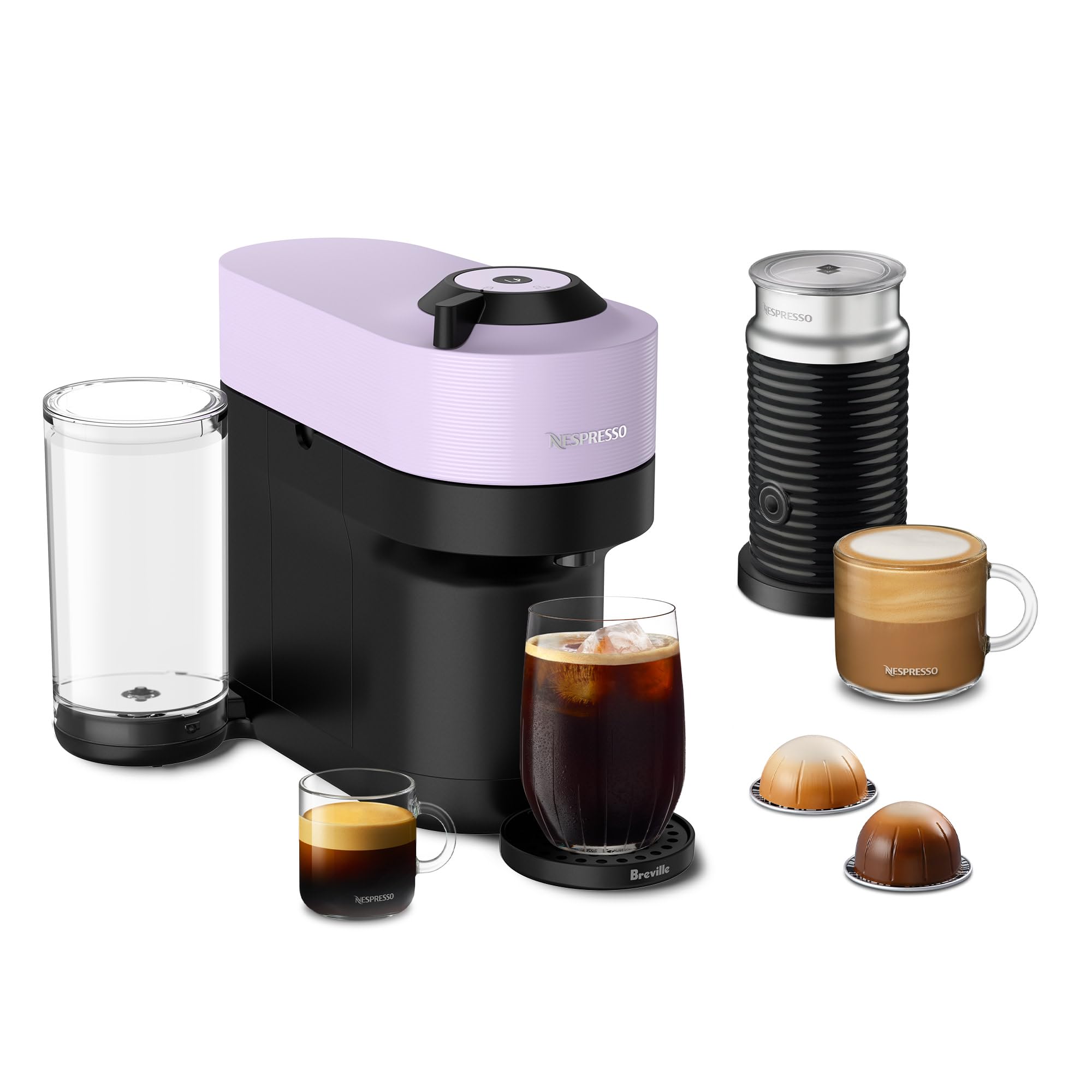 Nespresso Vertuo Pop+ Coffee Machine with Milk Frother, Lilac