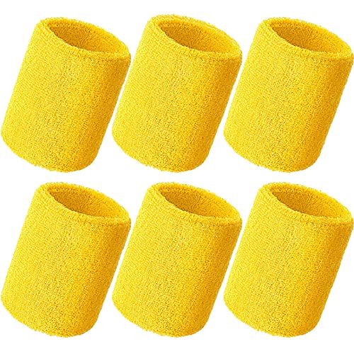 Image of Bememo 12 Pack Wristbands Sweatband for Women Men, Neon Colored Sport Wrist Bands, Tennis Football Basketball Sweatbands, Moisture Wicking Arm Bands for Working Out