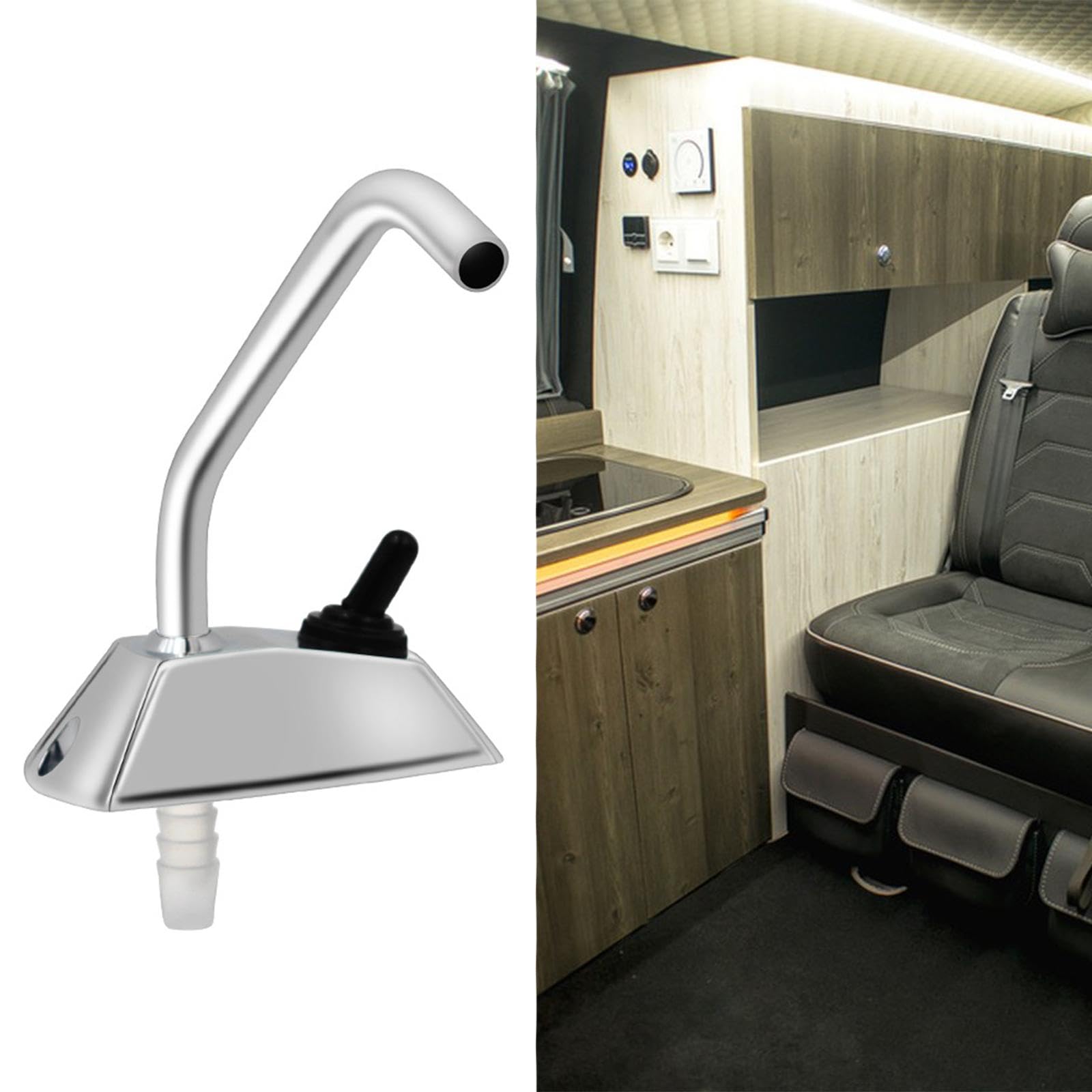 Oshhni Grifo eléctrico de 12 V con Interruptor de Acero Inoxidable de Calidad, Accesorio de Repuesto para Autocaravana o