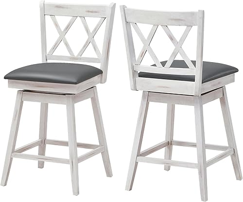 Miniatura 5 de UJOYPAYD Taburete de bar con altura de mostrador, taburetes de bar giratorios de 360 grados, silla alta tapizada de altura de asiento de 25