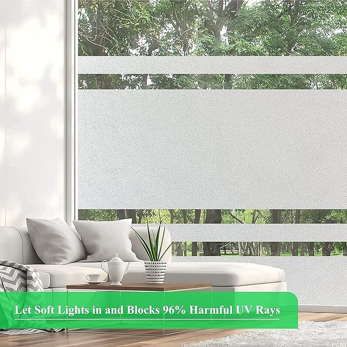 Image of Window Sticker - Privacy Blur Effect Decorative 2 Way Privacy Cover Glass Film | Self Static Cling /UV Sun-Control Window Decals Glass Sticker Frosted PVC Sheet || (51 x 500 Cm, 27.45 ft)