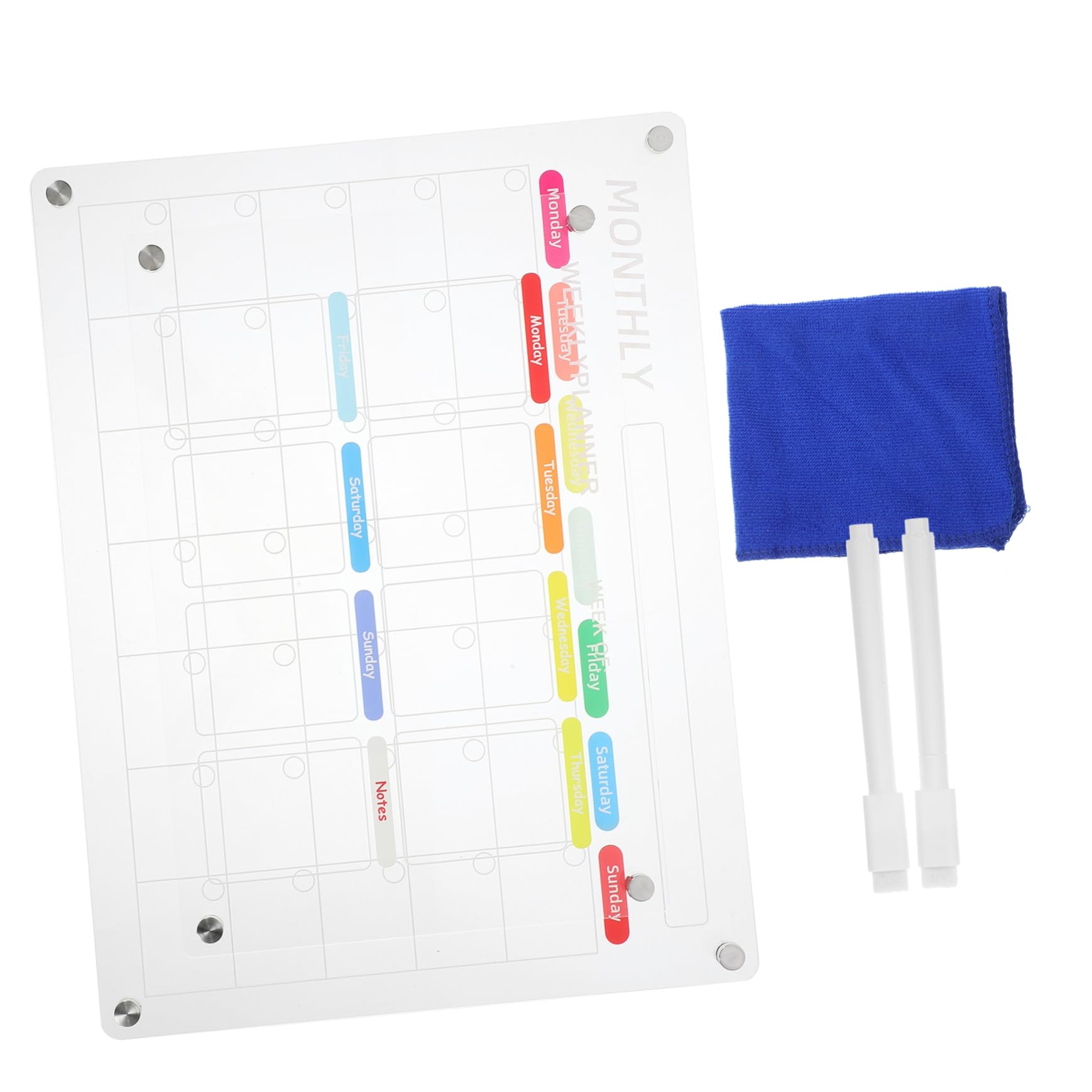 2sets Lavagna Cancellabile Per Frigorifero Planner Giornaliero e Mensile Acrilico Accessori Per Organizzazione Famigliare Facile Usare e Riutilizzabile