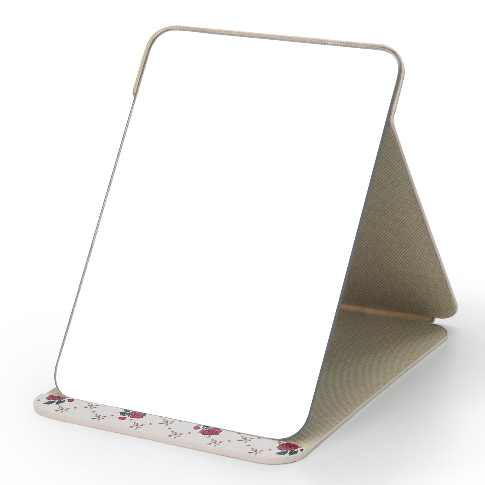 WISYOK Reisespiegel Klappbar, Tischspiegel mit Mehrfach-Standwinkel, Klappspiegel mit Gedruckt PU-Leder, Super HD Schminkspiegel, Handspiegel, Kompaktspiegel, Kosmetikspiegel, Spiegel - 25x18cm