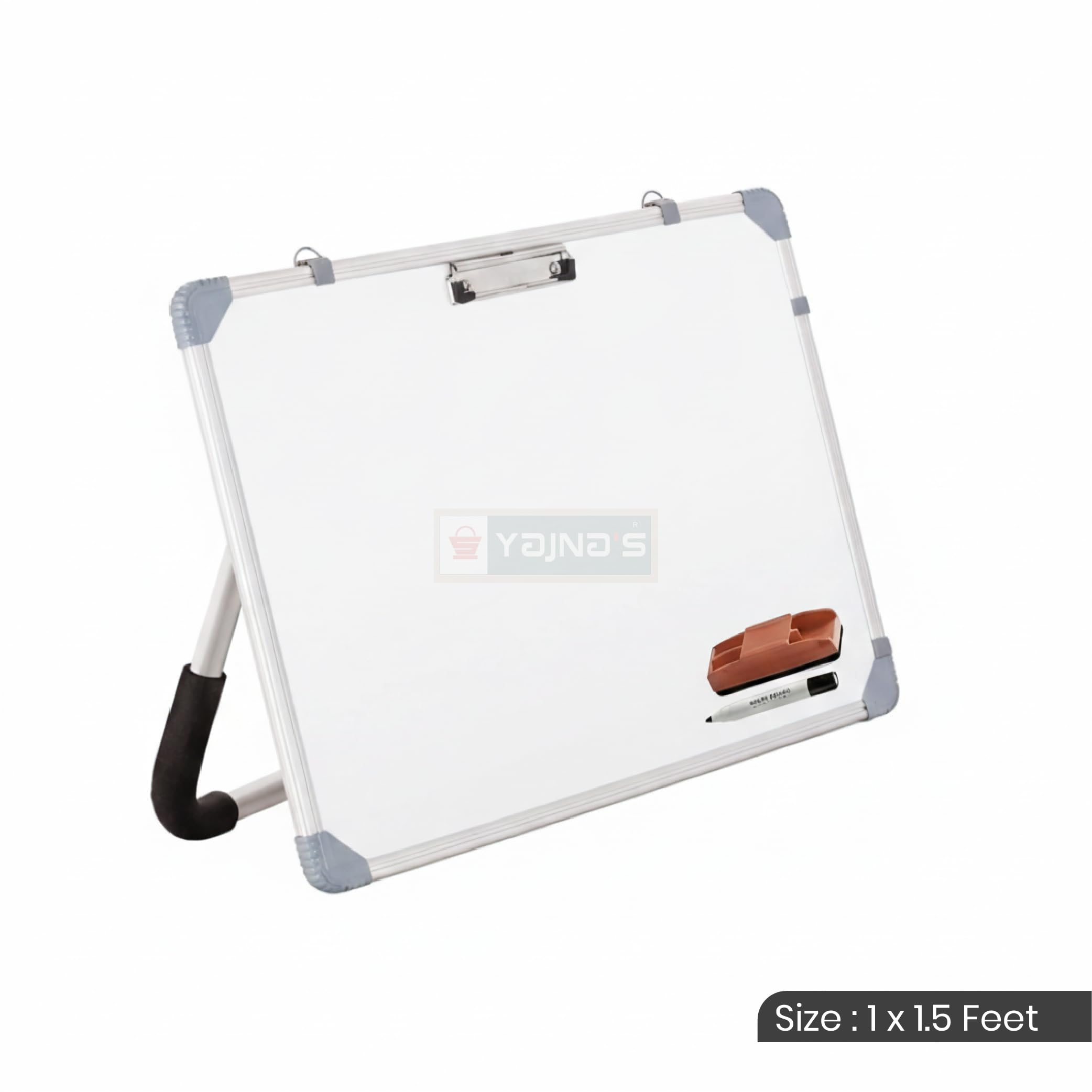 YAJNAS Lavagna bianca da scrivania, 3 x 50 cm, con supporto, lavagna bianca da tavolo, lavagna bianca con graffetta per studio, promemoria, promemoria quotidiani, scuola e ufficio
