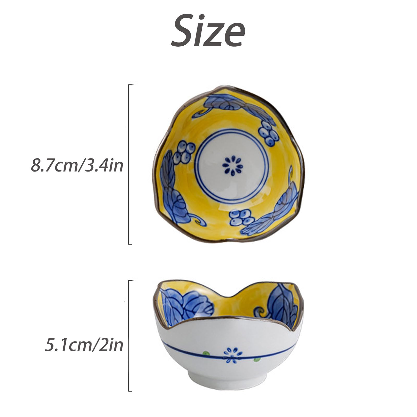 Tapas-Schalen, Keramik-Dip-Schalen, unregelmäßiger Kunst-Dip-Teller, Mini-Vorspeisenteller for Beilagen, Gewürze, Sushi, Ketchup(E)