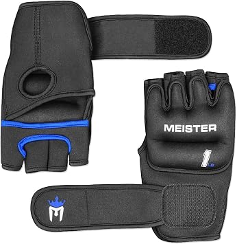 Meister Elite 1lb Weighted Gloves for Cardio & Heavy Hands - Black | Ergonomic open-palm one pound gloves to boost workout intensity for shadow boxing, running, walking, cycling & more