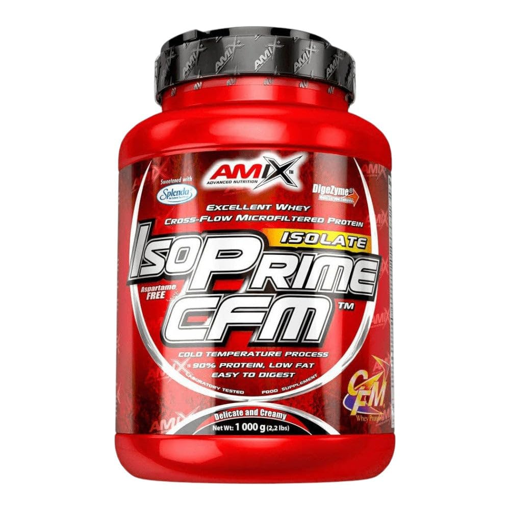 AMIX - Proteína Isolada Isoprime CFM, 1 Kg - Gran Aporte de Aminoácidos - Contiene Enzimas Digestivas - Libre de Aspartamo, Proteínas para Aumentar Masa Muscular, Sabor Chocolate
