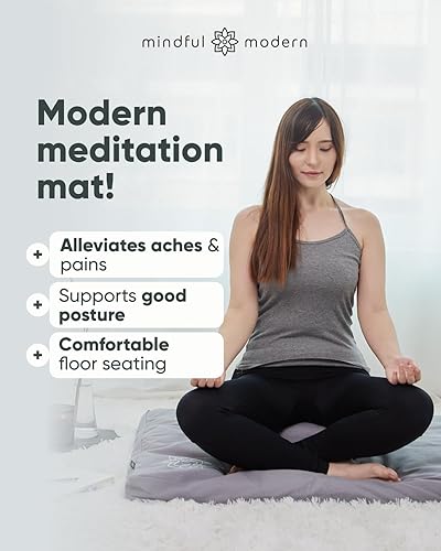 Miniatura 2 de Mindful & Modern Zabuton - Tapete de meditación relleno de algodón para yoga y meditación, cojín de meditación Zabuton para soporte de rodillas y