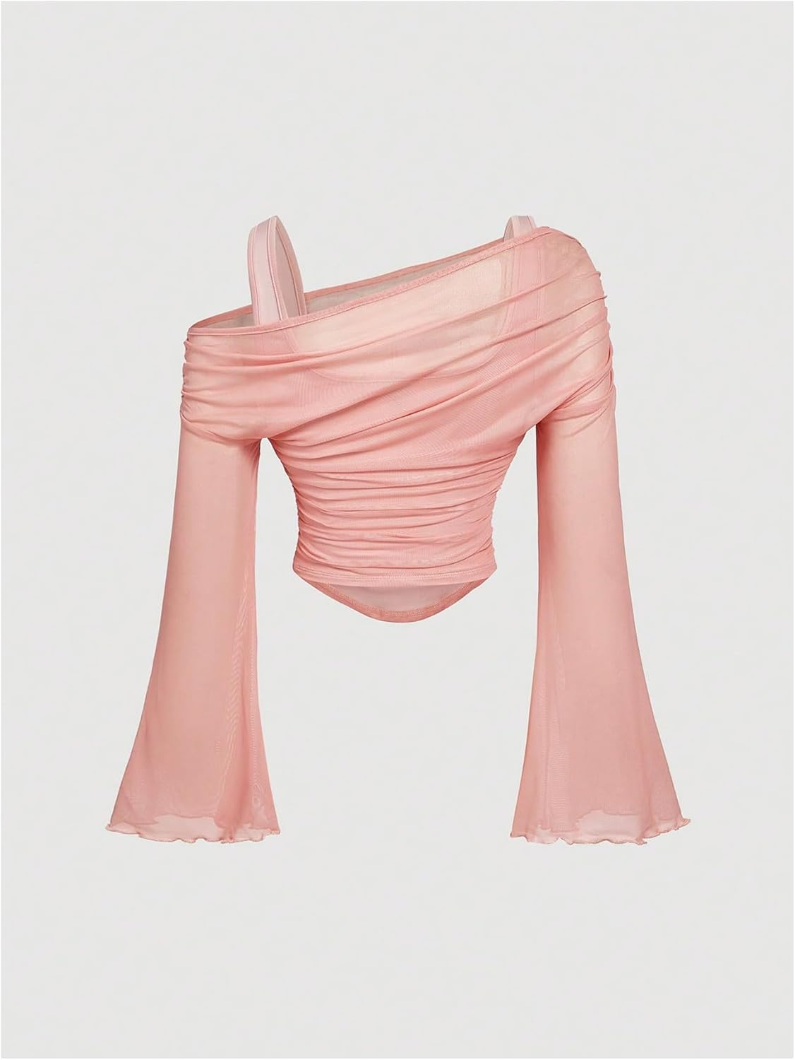 Verdusa Women's Y2k Off The Shoulder Tops Mesh Long Sleeve Crop Tops 2000s Clothing - Image 2