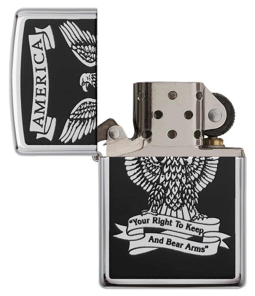 Zippo Eagles Dare Pocket Lighter - Refillable Flip-Top Windproof Lighters - Fierce Soaring Eagle Patriotic Design Pocket Lighters - Luxury Metal Lighter Made in USA product thumbnail 6