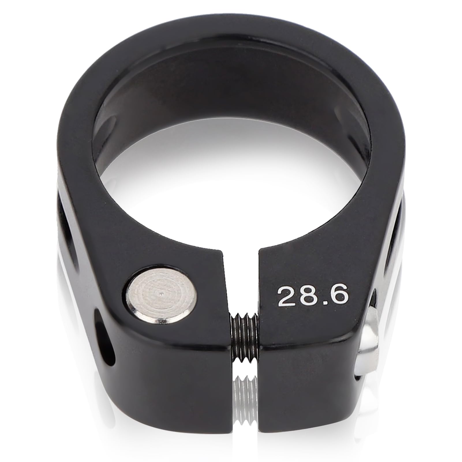 Aluminum Alloy Seat Post Clamp, 28.6mm Quick Release Seatpost Clamp Bolt Type Exhaust Down Pipe For Bike(black)