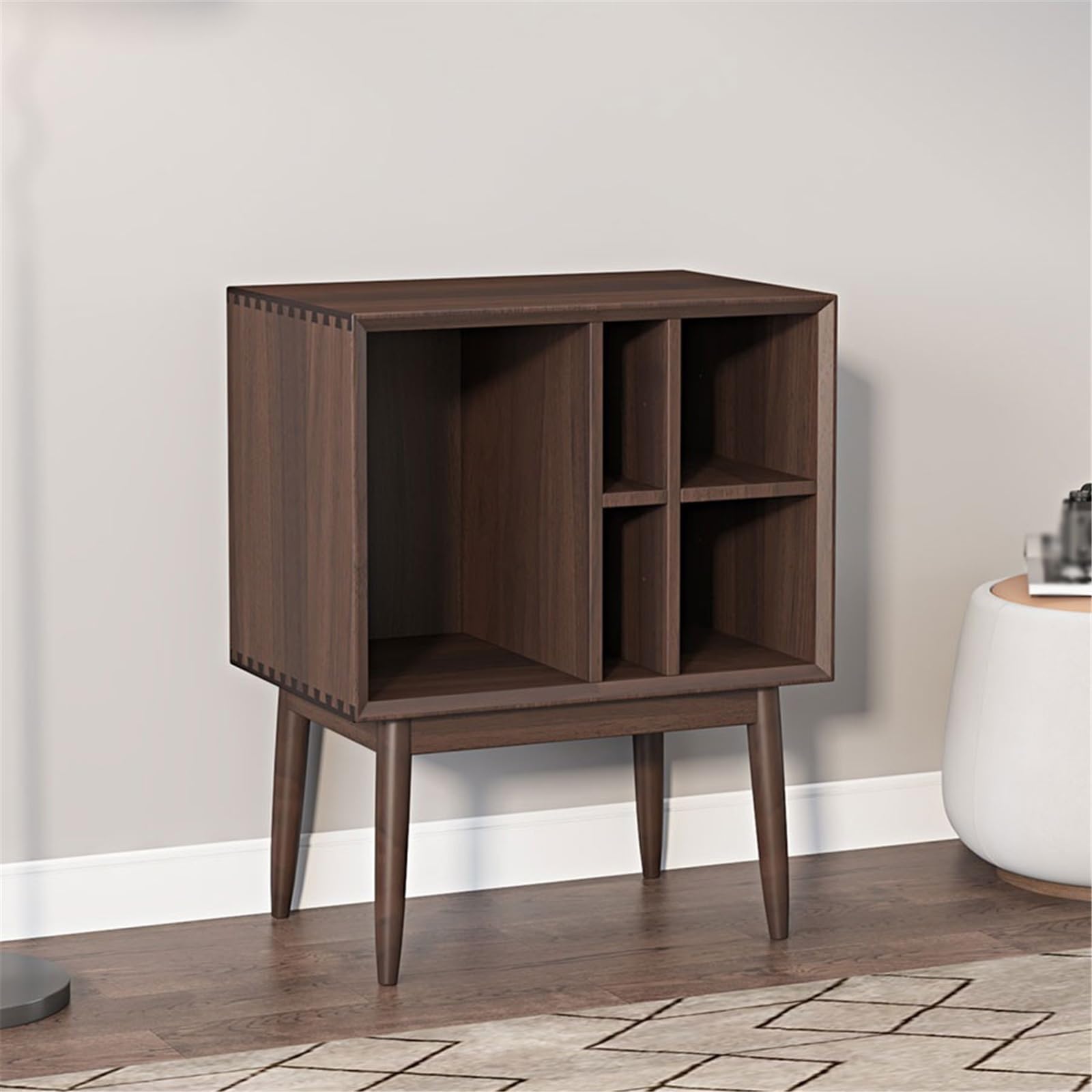 Custodia per CD Mobiletto portadischi retrò, libreria portariviste, credenza in legno Portadischi
