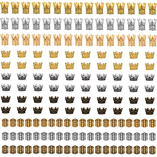 165 Pieces King Crown Charms Multi-Colors Assorted Crown Beads Brass Alloy Crown Charm Large Hole Spacer Beads Loose Beads Bracelet Connector for DIY Jewelry Crafts Making Supplies (Classic Colors)
