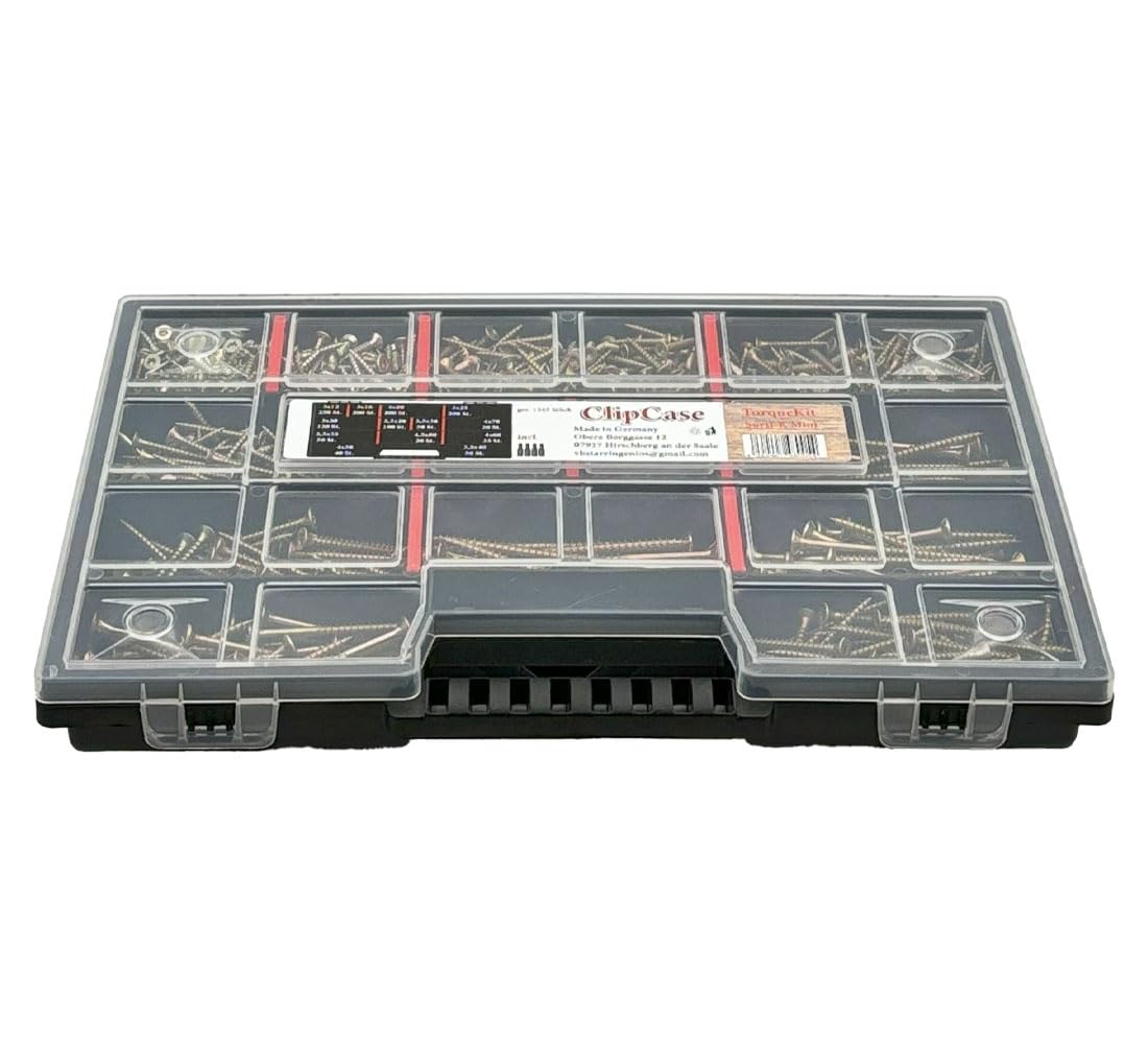 FRACKMANN Schraubenset 1345 Teile – Holzschrauben & Spanplattenschrauben 3x12 bis 4,5x80 – inkl. 4 TX Bits & Sortimentskoffer – Profiqualität