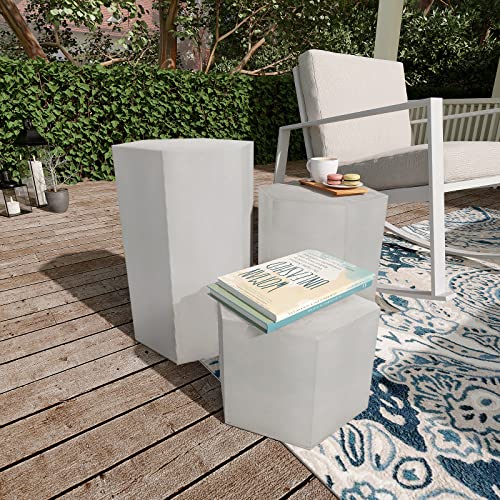 Sunbury Indoor Outdoor 16" Hexagon Side Table, Concrete End Table Coffee Table, Morden Decor Side Table In Light Grey For Garden, Living Room, Bedroom #TOP5