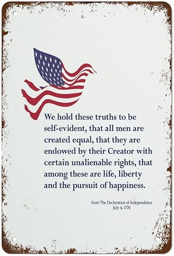 Declaración de Independencia - Decoración de pared patriótica o regalo para la historia, letrero de metal vintage, decoración de pared retro para el