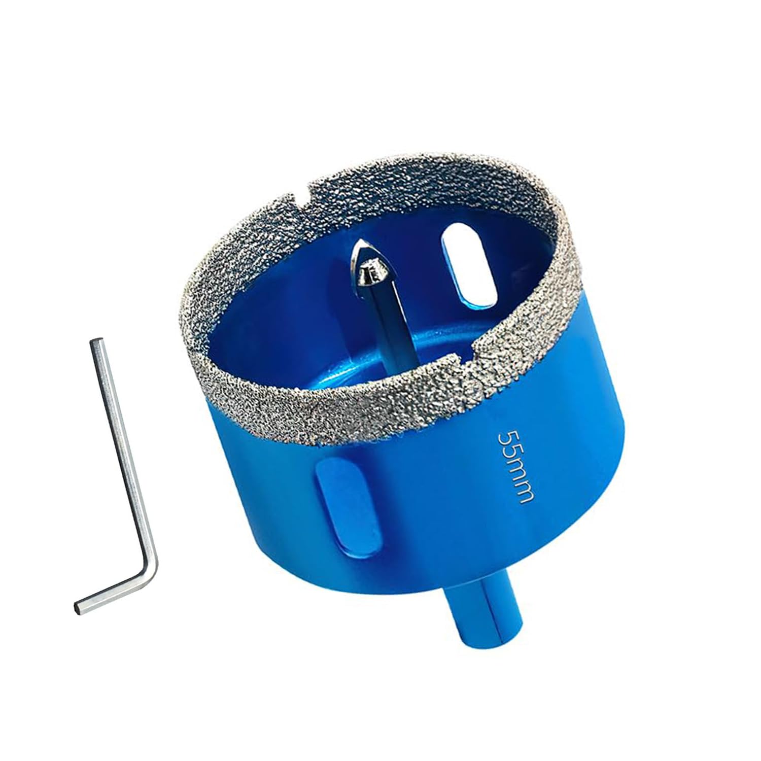 55MM Diamond Hole Saw with Pilot Center Drill Bit,Glass Hole Saw Core Drill Bit with Diamond Surface Coating,Vacuum Brazed Diamond Core Hole Cutter for Tile,Porcelain,Glass