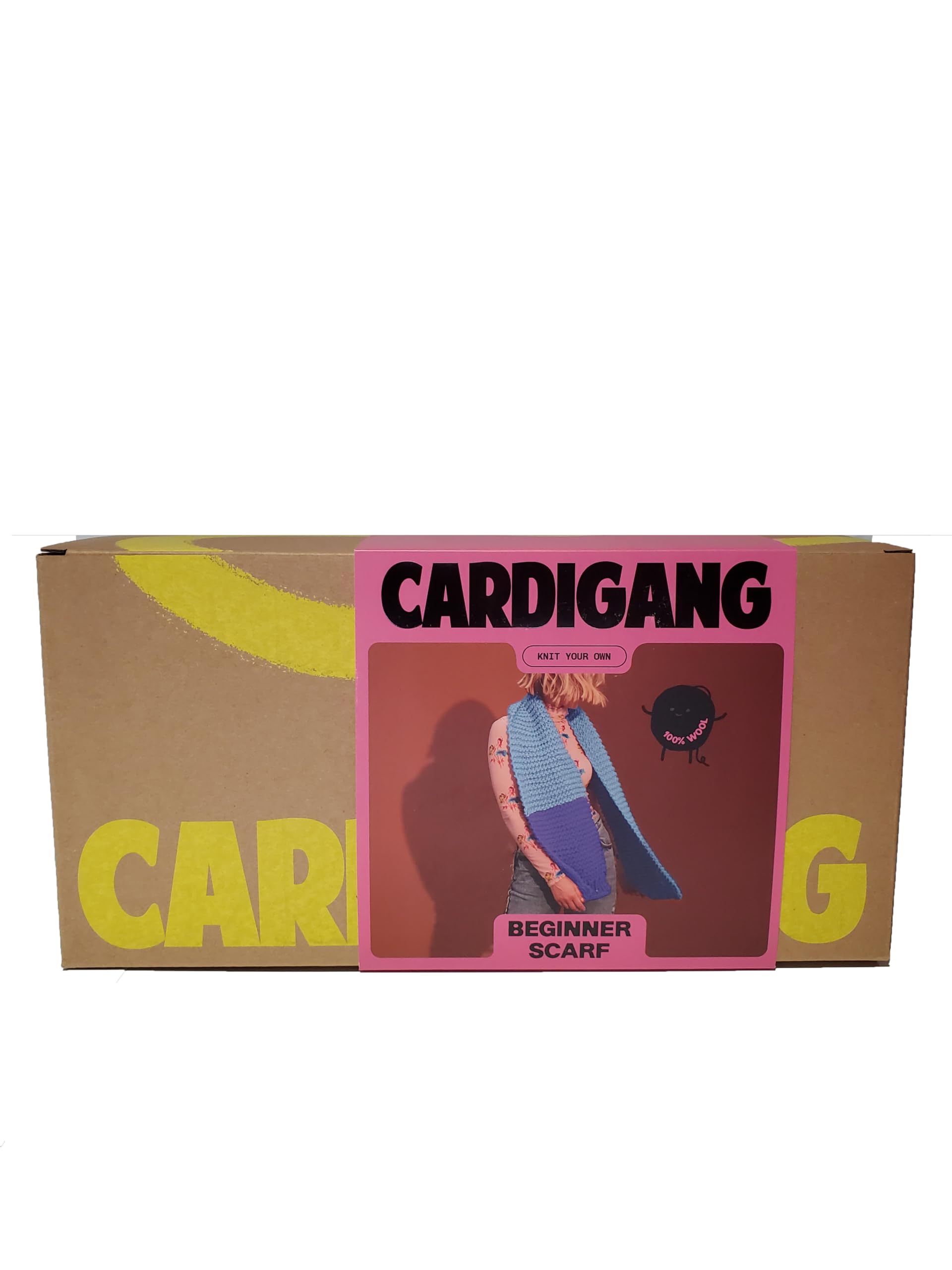 Cardigang 100% Wool Kane Beginner Scarf Knit Kit - Blues